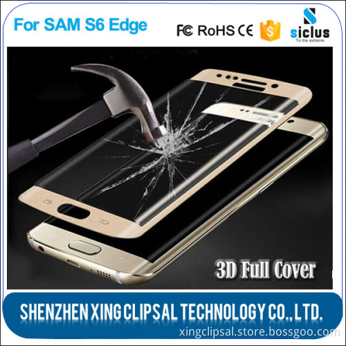 0.33mm 3D Curved Edge tempered glass screen protector for samsung galaxy s6 edge